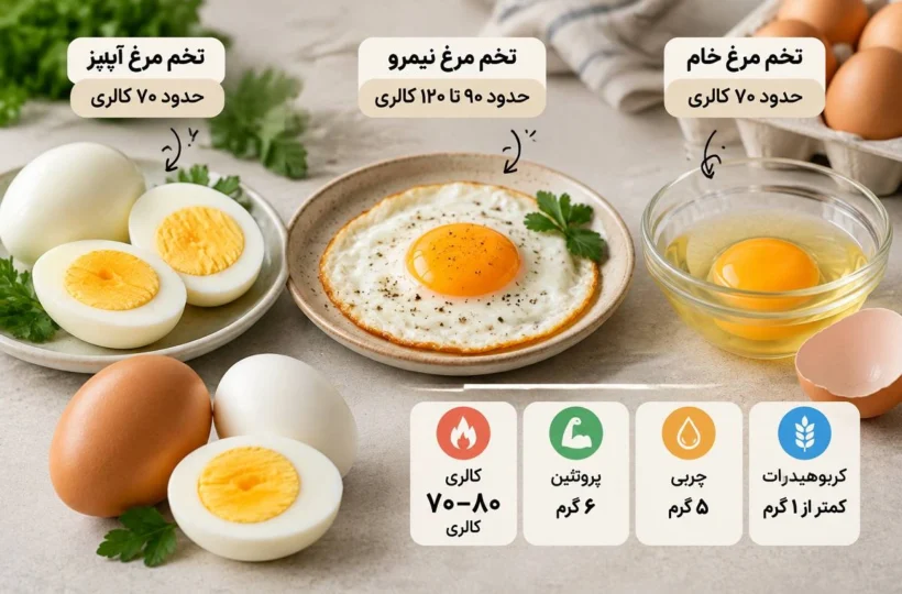 کالری یک عدد تخم مرغ چقدر است؟ تفاوت تخم مرغ آبپز، نیمرو و خام را بدانید